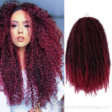 Vigorous Crochet Braids Hair Synthetic Marley Braiding Hair Afro Kinky Hair Extensions for Black Women 18 inch Ombre Braid